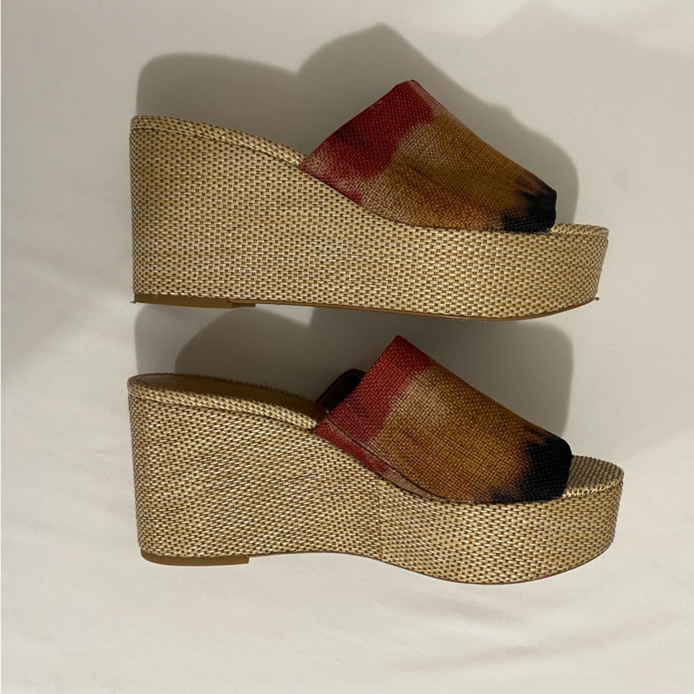 Vince Camuto Gadgen Wedge Sandals Tie Dye Hippie Boho Chunky Size 9.5 M (41) - Picture 11 of 12